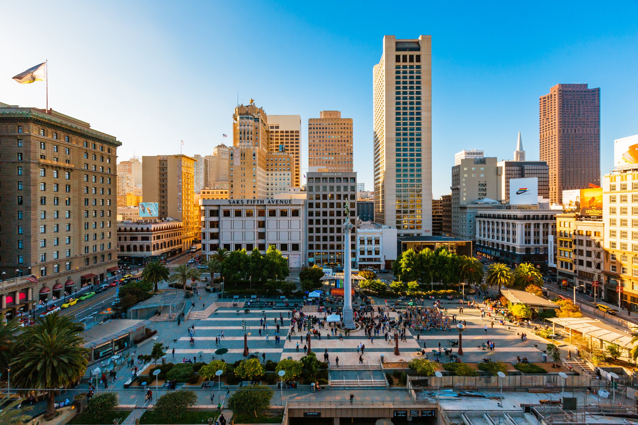 Birdseye view of union square in san francisco