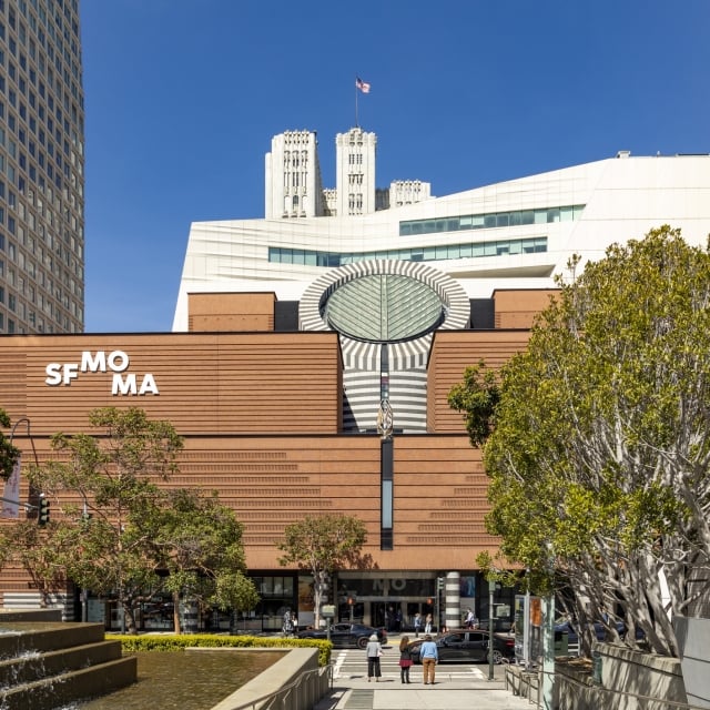 Exterior view of the san francisco museum of modern art in downtown san francisco